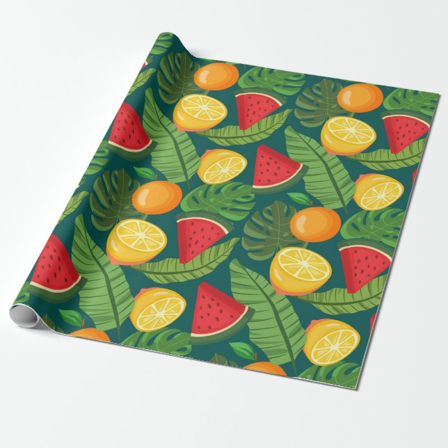 Tropical fruit wrapping paper (Unrolled)