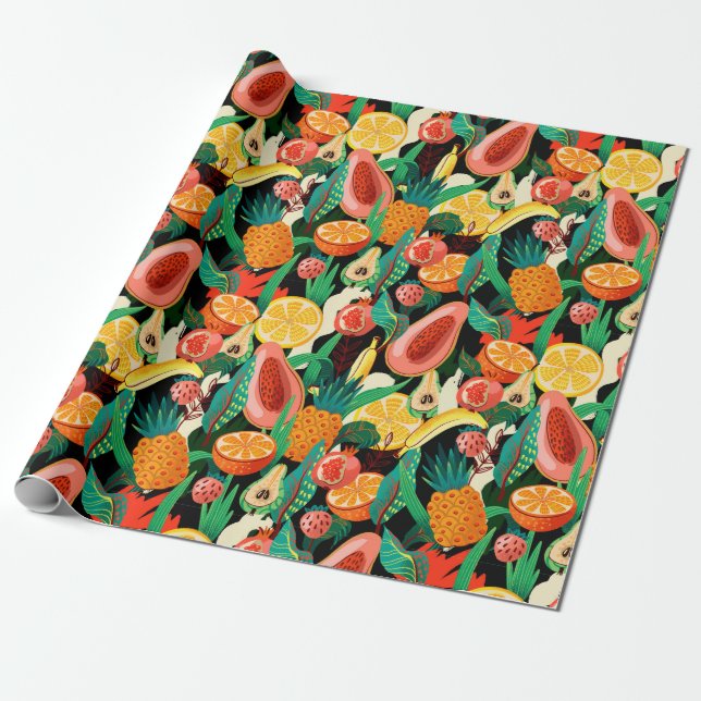 Tropical fruit wrapping paper (Unrolled)