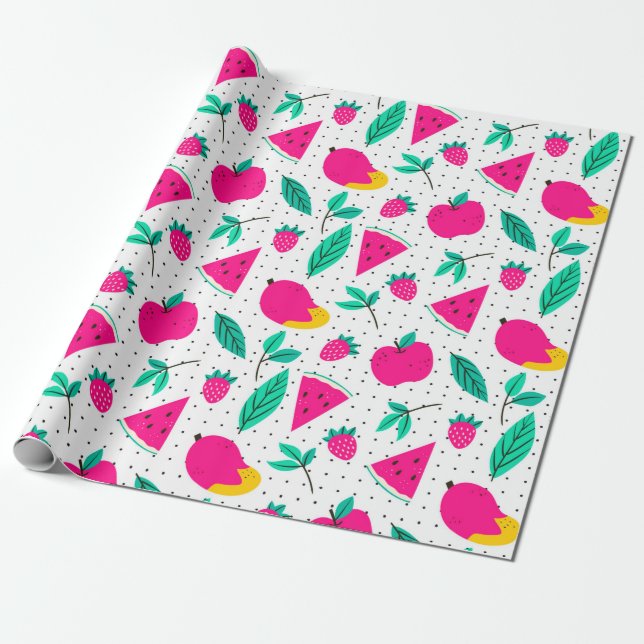 Tropical Fruit Wrapping Paper (Unrolled)