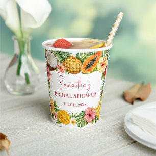 Tropical Fruits Coconut Hawaiian Bridal Shower Paper Cups