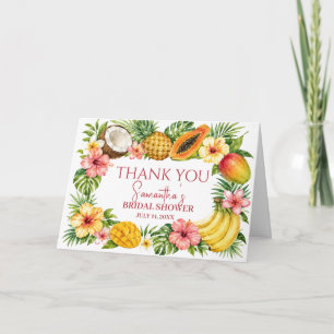 Tropical Fruits Coconut Hawaiian Bridal Shower Thank You Card
