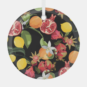 Tropical Fruits: Exotic Seamless Background Glass Tree Decoration