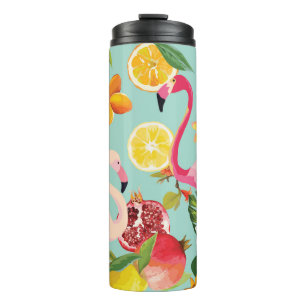 Tropical Fruits Flamingo Vintage Pattern Thermal Tumbler