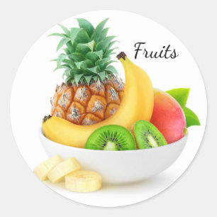 Tropical fruits in a bowl classic round sticker