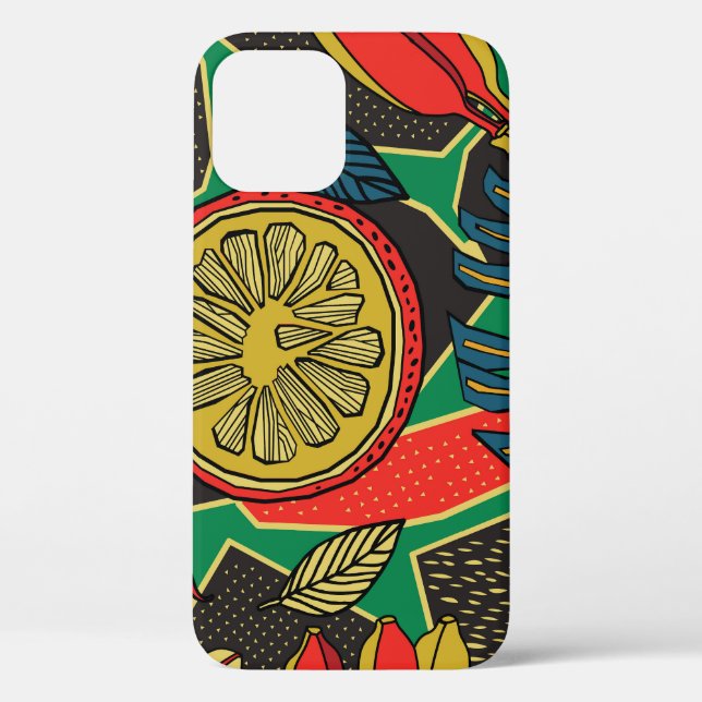 Tropical fruits, leaves, doodle floral pattern. Case-Mate iPhone case (Back)