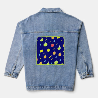 Tropical Fruits Neon Colours Pattern Denim Jacket