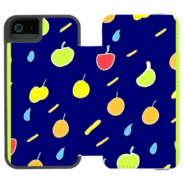 Tropical Fruits Neon Colours Pattern Incipio iPhone Wallet Case (Folio Open)