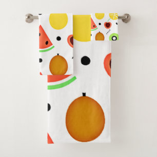 Tropical Fruits Pattern Design Bath Towel Set