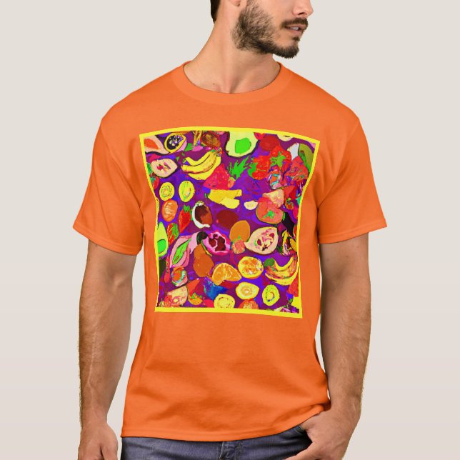 Tropical Fruits Patterns Painting Art. Buy Now T-Shirt (Front)