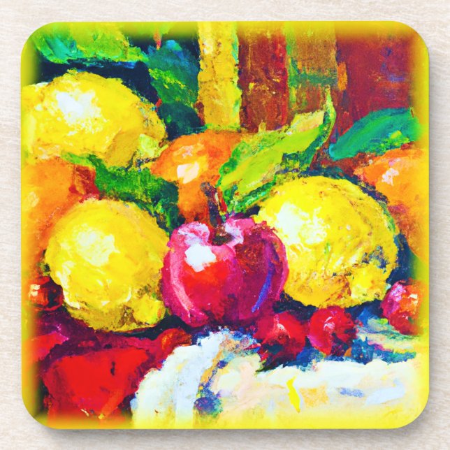 Tropical Fruits Pianting. Buy Now Coaster (Front)