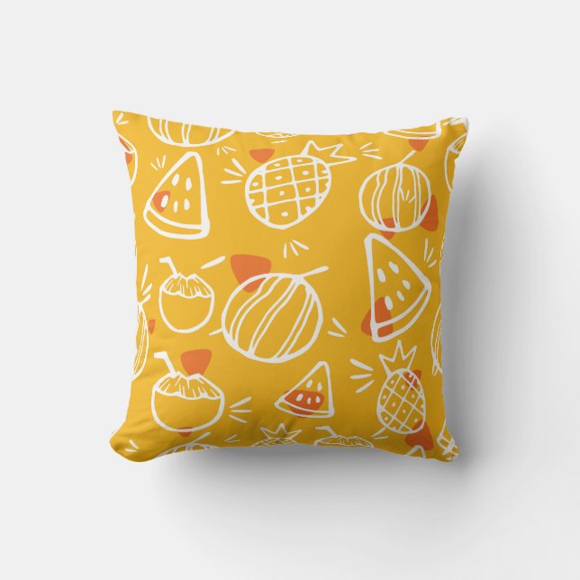 Tropical fruits, pineapple and watermelon pictures cushion (Front)