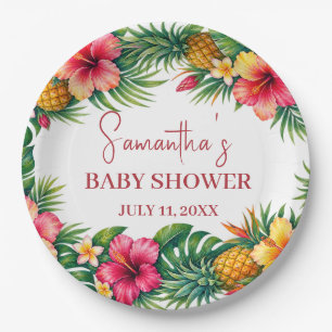 Tropical Fruits Pineapple Hawaiian Baby Shower Paper Plate