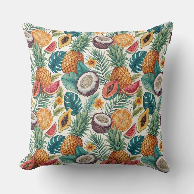 Tropical Fruits - Pineapples & Melon Summer Design Cushion (Front)
