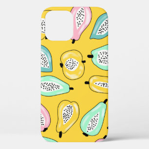 Tropical fruits print pattern illustration iPhone 12 case