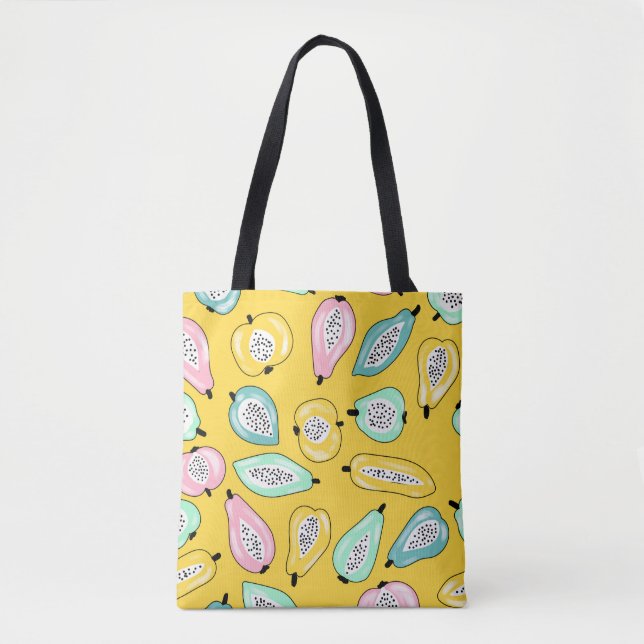 Tropical fruits print pattern illustration tote bag (Front)