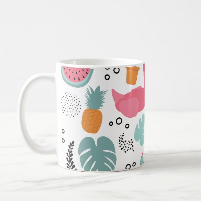 Tropical fruits: repeating pattern. coffee mug (Left)