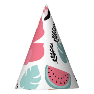 Tropical fruits: repeating pattern. party hat