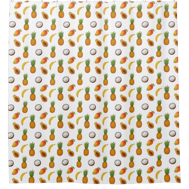 Tropical Fruits Seamless Pattern Shower Curtain (Front)
