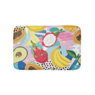 Tropical Fruits, Seamless Vintage Pattern. Bath Mat