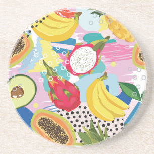 Tropical Fruits, Seamless Vintage Pattern. Coaster