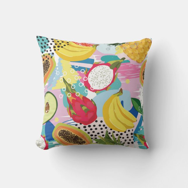 Tropical Fruits, Seamless Vintage Pattern. Cushion (Front)