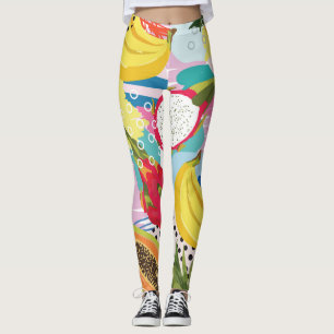 Tropical Fruits, Seamless Vintage Pattern. Leggings