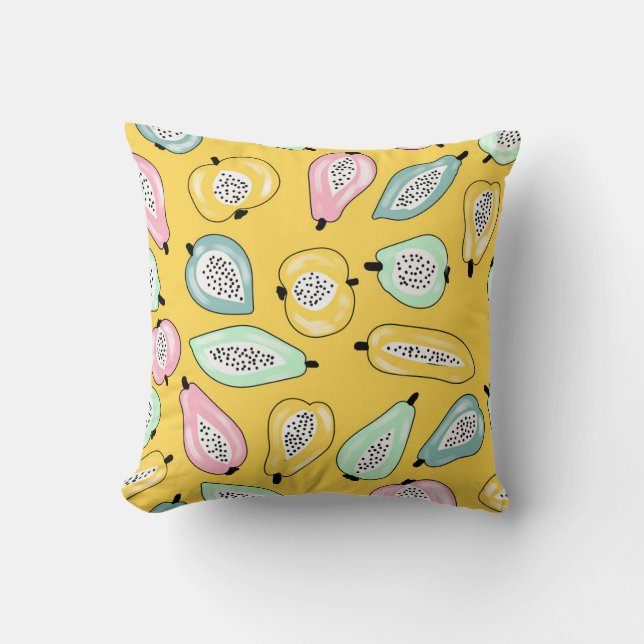 Tropical Fruits: Vibrant Print Pattern Cushion (Front)