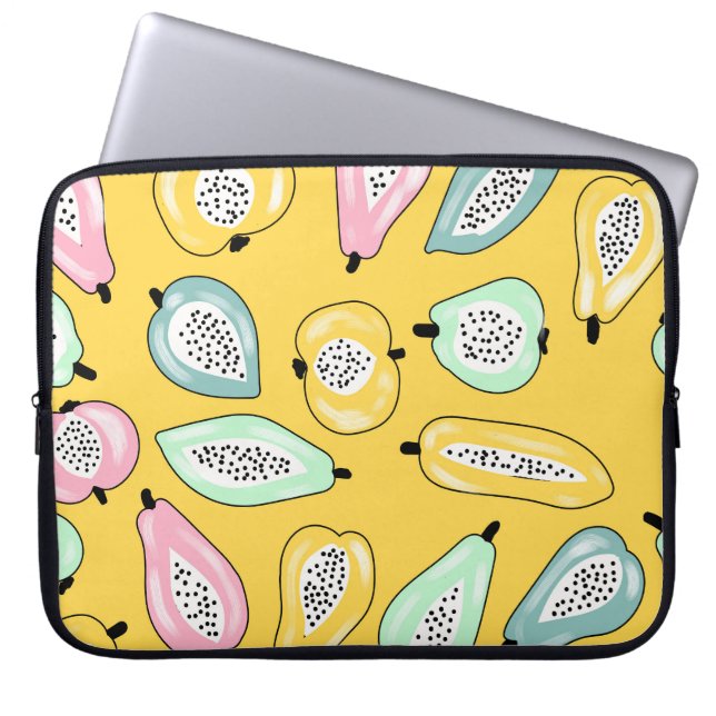 Tropical Fruits: Vibrant Print Pattern Laptop Sleeve (Front)