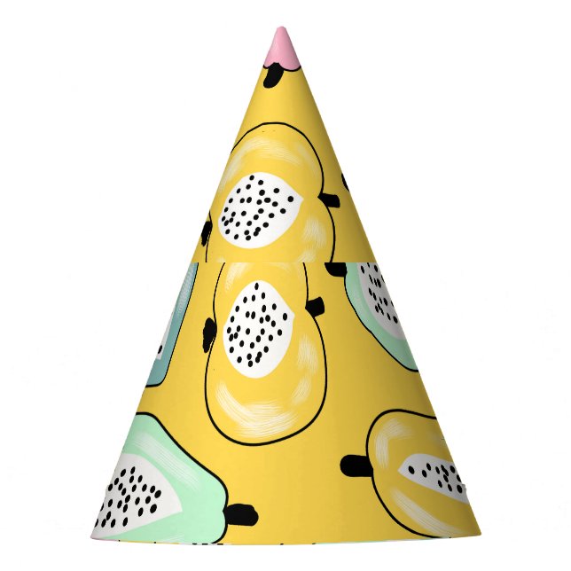 Tropical Fruits: Vibrant Print Pattern Party Hat (Front)