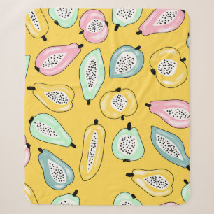 Tropical Fruits: Vibrant Print Pattern Sherpa Blanket