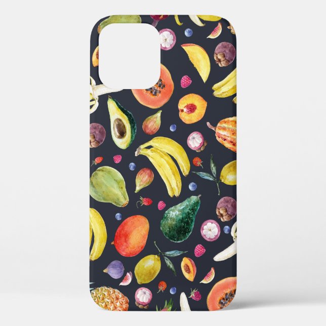Tropical Fruits: Watercolor Multifruit Pattern. Case-Mate iPhone Case (Back)