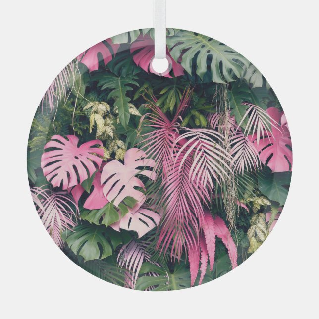 Tropical Full Background Trees Glass Tree Decoration (Front)