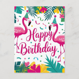Tropical Fun Flamingo Birthday Design Postcard