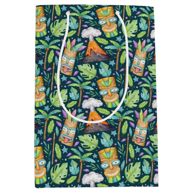 Tropical Fun Jungle Tiki Volcano Medium Gift Bag (Front)