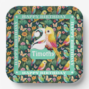 Tropical Fun: Personalised 2nd Birthday Plates