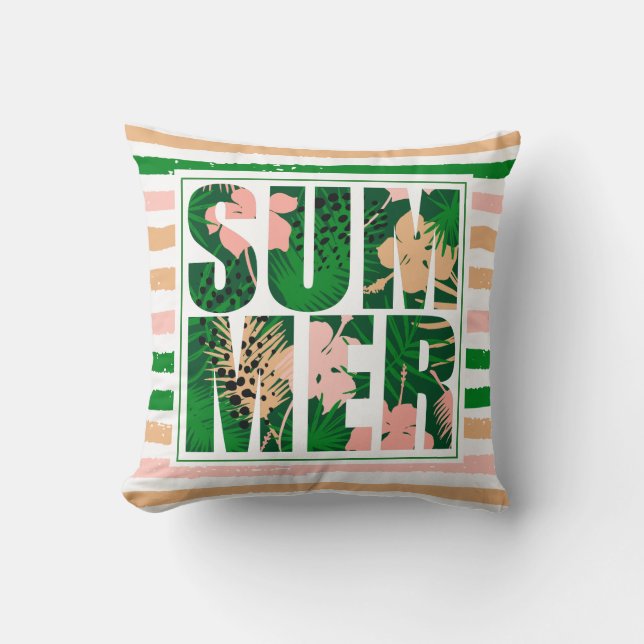 Tropical Fun Summer Stripes Cushion (Front)