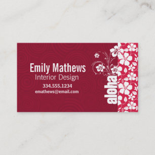 Tropical Fuschia Hibiscus; Aloha Business Card