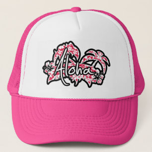 Tropical Fuschia Hibiscus; Aloha Trucker Hat