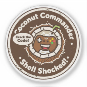Tropical Gaming Humour "Crack the Code!" Coconut