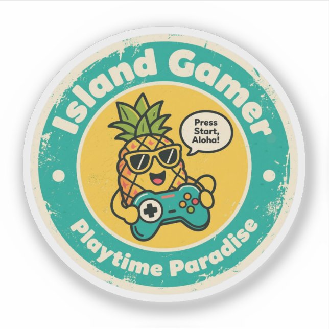 Tropical Gaming Humour "Press Start, Aloha!" Fruit (Front)