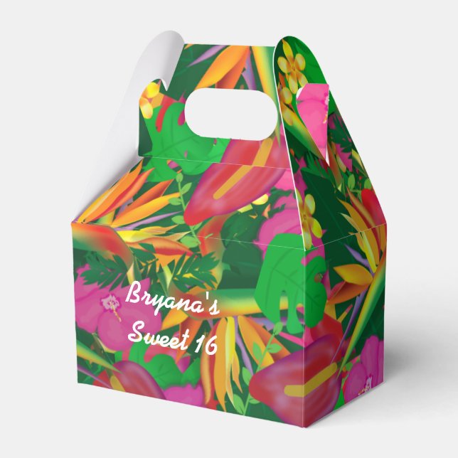 Tropical Garden Bird of Paradise Party Favour boxe Favour Box (Front Side)