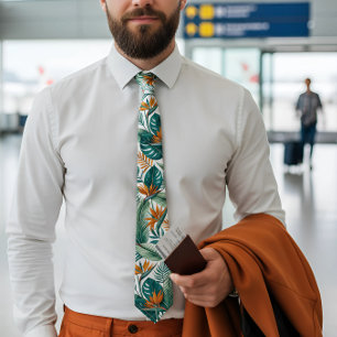 Tropical garden bird of paradise  tie