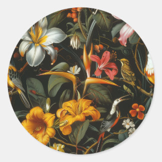 Tropical garden classic round sticker