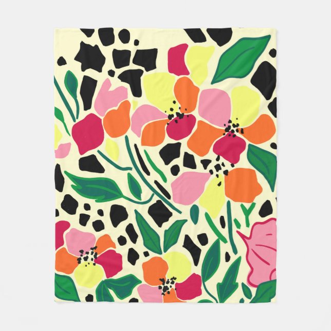 Tropical Garden Dots Fleece Blanket (Front)