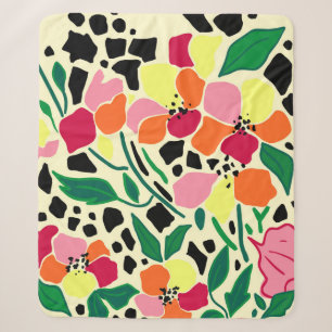 Tropical Garden Dots Sherpa Blanket