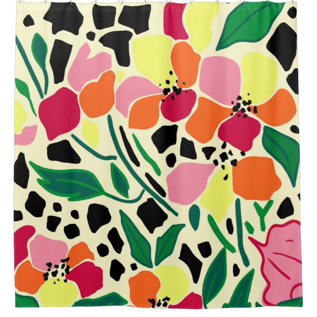 Tropical Garden Dots Shower Curtain (Front)