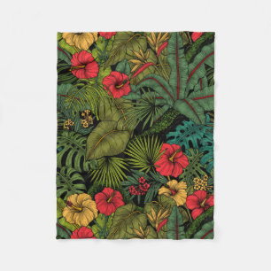 Tropical garden fleece blanket