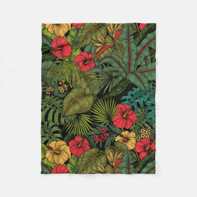Tropical garden fleece blanket (Front)