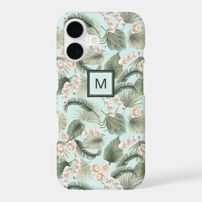 Tropical Garden Floral Orchid & Palm Pattern iPhone Case (Back)