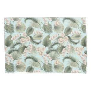 Tropical Garden Floral Orchid & Palm Pattern Pillowcase